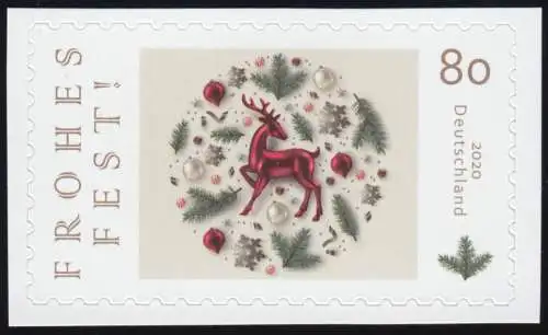 3575 Frohes Fest 2020, selbstklebend, aus FB 102, ** postfrisch