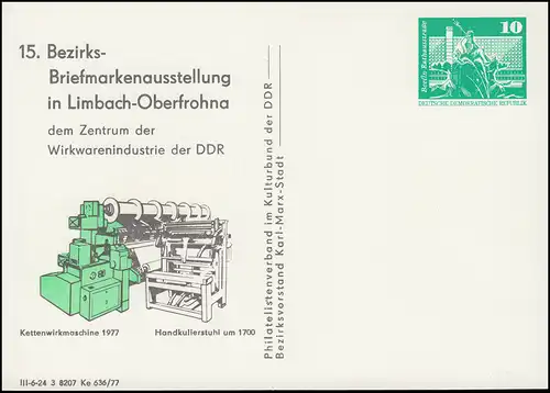 PP 15/87 Bâtiments Exposition Limbach-Oberfrohna 1977, **