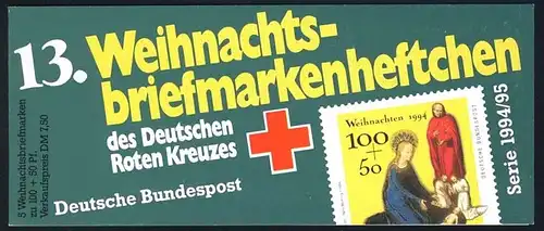 DRK/Weihnachten 1994/95 Christi Geburt 100 Pf, 5x1771 13.MH ESSt Bonn
