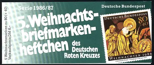 DRK/Weihnachten 1986/87 Anbetung des Kindes 80 Pf, 5x1303 5.MH ESSt Bonn