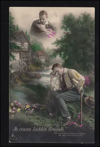 Liebes-AK Jugendliebe Todessehnsucht - Der Kuss, ZÜRICH BAHNHOF 10.10.1929