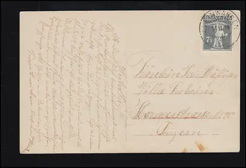 Schweiz Liebes-AK Betendes Mädchen am Wegekreuz, KLEINWANGEN 14.2.1919