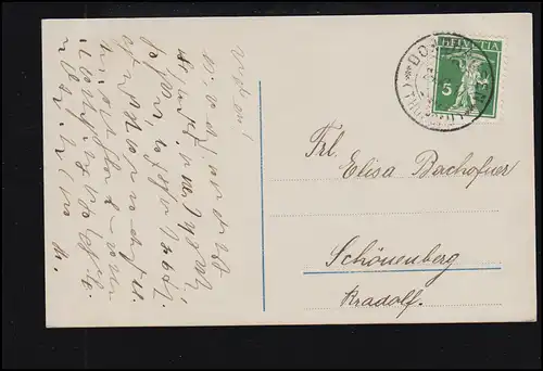 Suisse Amour-AK Salutation d'amour par pigeon-lettre, DONZHAUSEN (THURGAU) 24.11.1917