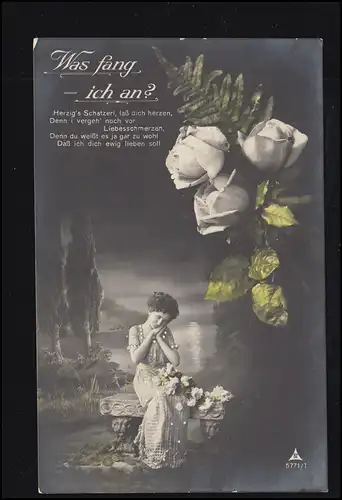 Schweiz Liebes-AK Liebesschmerz - Frau mit Rosen, DONZHAUSEN (THURGAU) 15.2.1916