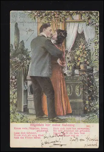 Amour-AK Couple d'amour - Le baiser, BERMERINGEN 18.5.1910