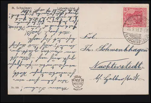 Liebes-AK Liebespaar auf einem Ast sitzend, DEDELEBEN (Kr. OSCHERSLEBEN) 29.9.19