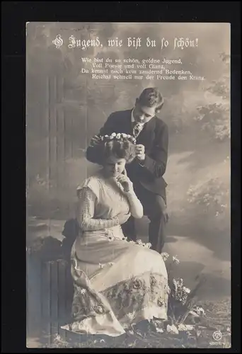 Amour-AK Couple d'amour - Amusement de la jeunesse La couronne des cheveux, 6.6.1911