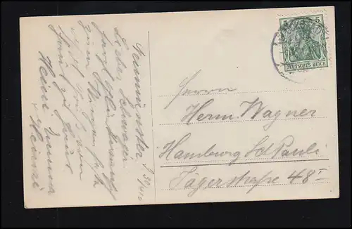 Mode AK Femme souriante avec des fleurs, BONJOUR 1910