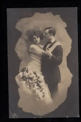 AK amoureux couple d'amour s'embrasser, LANDAU 23.5.1914