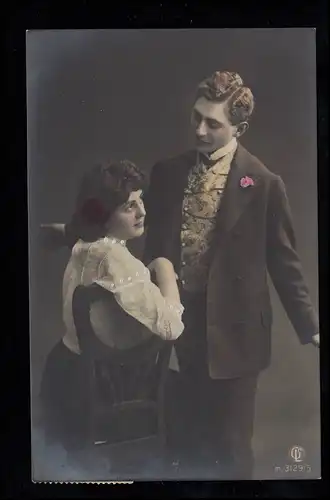 Chuchotement d'amour-AK, colorié, LUSTENAU 29.12.1908