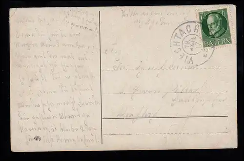 Liebes-AK Liebespaar in Uniform mit Vögeln, VIECHTACH 19.3.1917