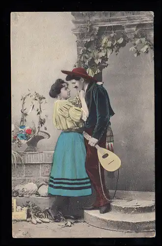 Amour-AK Bonne paire de musiciens avec mandoline, DORNBIRN 2.9.1910