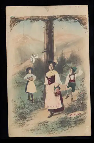 Pantalon en cuir de costumes dansant groupe de costume de danse Dirndl, TREUEN 28.11.1908
