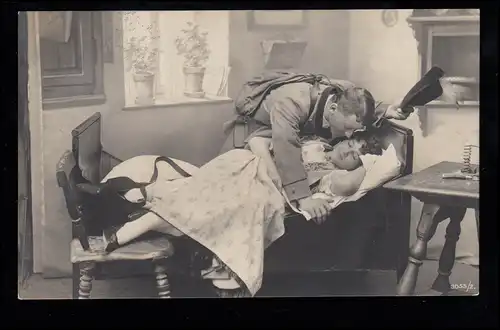 AK Amour M. L'homme embrasse sa femme endormie, GÖTZIS 14.6.1907