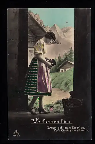 Liebes-AK Mädchen mit Bibel in den Alpen - Verlassen bin ich! MÜNCHEN 27.10.1931