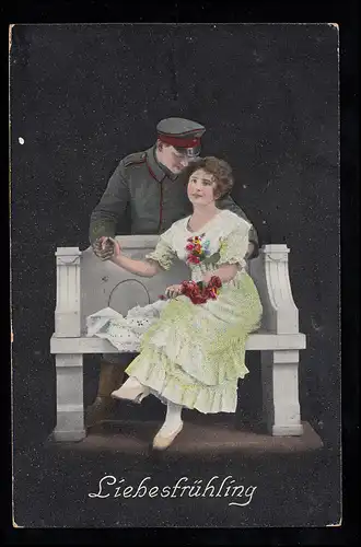 Amour-AK Couple d'amour - Printemps d amour, Poste de champ WEINGARTEN i. WÜRTTBG. 31.5.1917