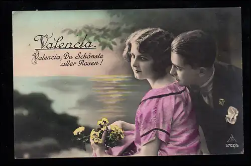 Liebes-AK Valencia - Du Schönste aller Rosen! OBERBERGKIRCHEN 25.6.1930