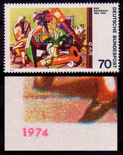 822III Beckmann mit PLF III roter Strich über der 4 von 1974, Feld 25, **