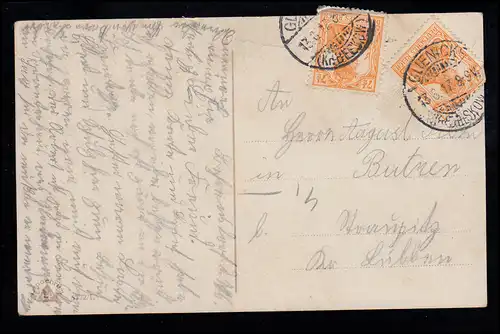 Liebes-AK Soldat mit Braut und Gedicht, GLIENICKE (Kr. BEESKOW) 13.6.1917