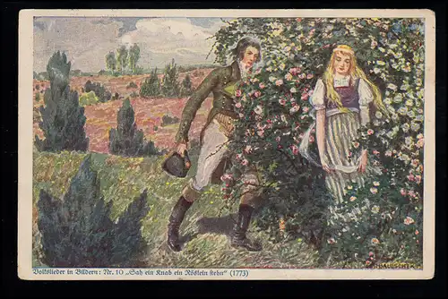 Liebes-AK Sah ein Knab ein Röslein stehn, NEUENKIRCHEN I. LÜNEBURGISCHEN 19.3.17