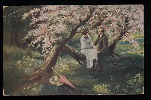 Liebes-AK M. Schartner: Liebeständelei, Verlag Neue Meister Berlin, ungebraucht 