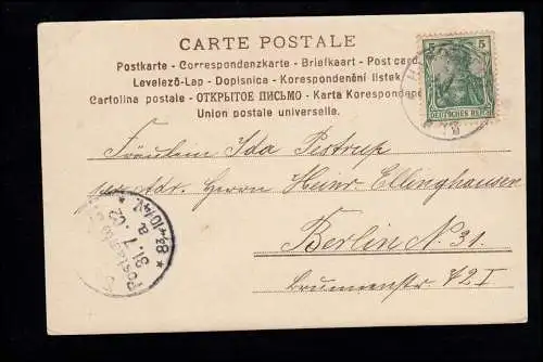Foto-AK Scolik: Liebespaar auf der Alm, aus HARPSTEDT nach BERLIN 31.7.1902