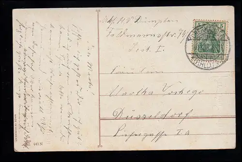 AK de l'amour: couple d'Amour dans un fond noir, or, Maison d 'Oberhouse 1908