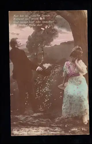 Autriche Amour-AK Wennende Femme - Le départ, 30.8.1907
