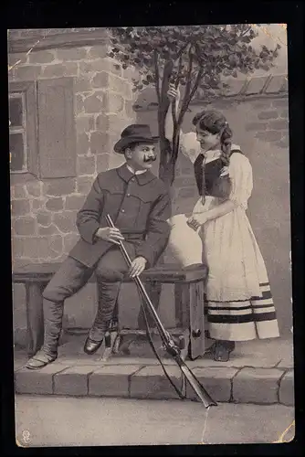 Amour-AK Couple d'amour - L'Amie de chasseur, BERLIN 11.1.1917