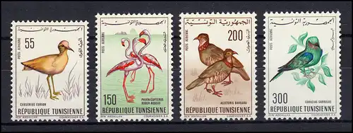 Tunisie: 655-658 Oiseaux indigènes 1966, phrase ** post-fraîchissement