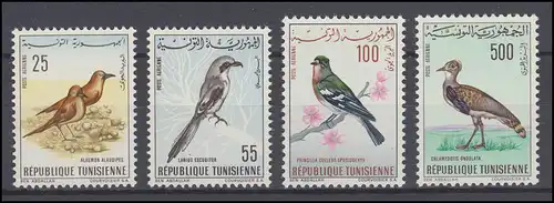 Tunisie: 639-642 Oiseaux indigènes 1965, phrase ** post-fraîchissement