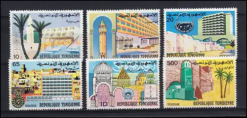 Tunisie: 865-870 Vues de la ville - Ancienne et Nouvelle Tunisie, ensemble ** frais de port