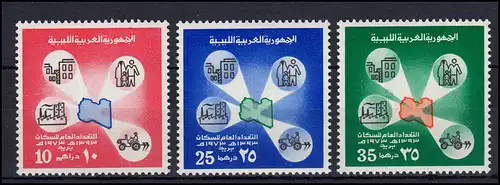 Libyen: 420-422 Volkszählung - Familie Industrie Traktoren Landkarte, Satz **
