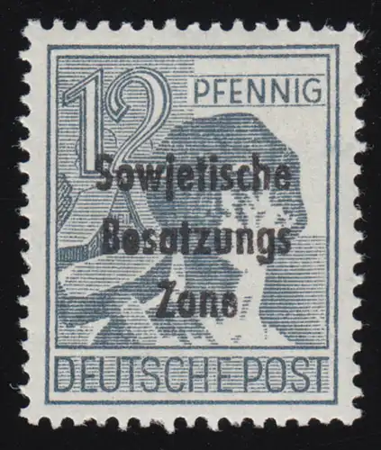 SBZ 186 SBZ-Aufdruck 12 Pf. Arbeiter, **