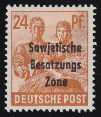 SBZ 190 SBZ-Aufdruck 24 Pf. Maurer und Bäuerin, **