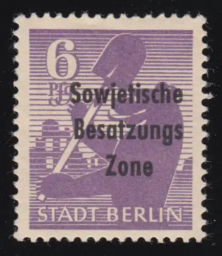 SBZ 201A wb z Berliner Bär 6 Pf avec impression, violet, **