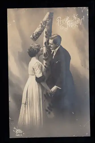 AK de l'amour: Nouvel An - Couple d'Amour et la Première DISSEN (Teutoburgerwald) 1913