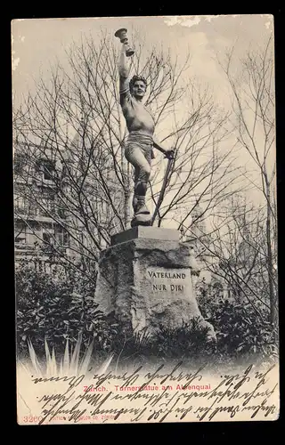 AK Schweiz: Zürich Turnerstatue am Alpenquai, ZÜRICH 20.12.1906