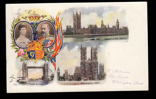 AK Royaume-Uni Londres 3 photos de couple royal, DUP LONDON S.W.19 - 26.5.1902
