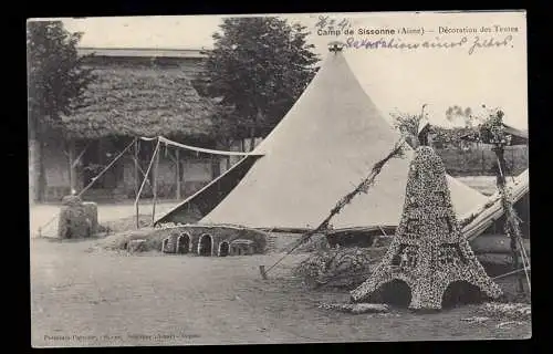 AK Frankreich: Camp de Sissonne (Aisne) - Zelte, Feldpost 5.1.1914