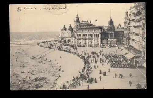 AK Belgique: Oostende - De Dijk en de Kursaal, Feldpost Flyer-Up 1918