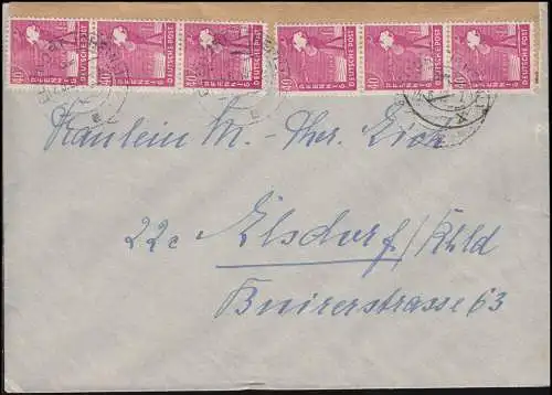 Währungsreform Zehnfachfrankatur 954 als MeF auf Fernbrief ELSDORF 23.6.1948