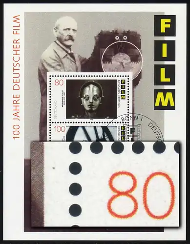 Bloc 33 Block de film avec PLF 80-Pf: tache près de 80, ESSt Bonn