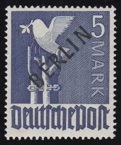 20 Schwarzaufdruck 5 Mark, postfrisch **