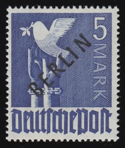 20 Schwarzaufdruck 5 Mark, postfrisch **