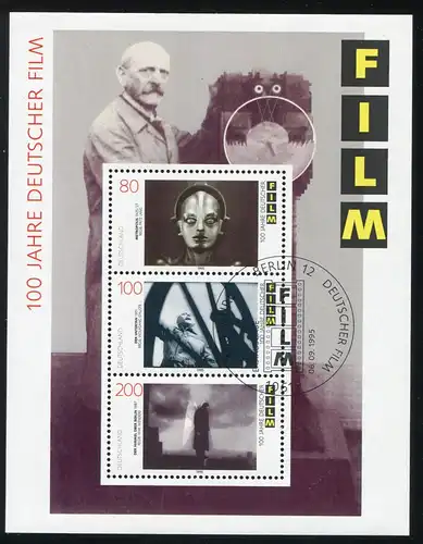 Block 33 Filmblock mit PLF 80-Pf-Wert: schwarzer Bogen, ESSt Berlin