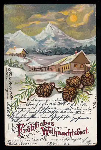 AK Noël: Villageidylle avec Alpes en hiver, GRAND ENHAIN 24.12.1902