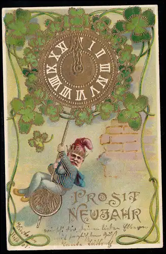 AK Nouvel An: Le nain balançoit à l'heure des éclairs à pendule WIESDADE 31.03