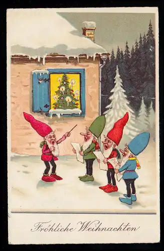 AK Noël: La chanson de Noël - Nains chantant, ZWEIZÜNZEN 23.12.1937