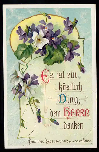 AK Nouvel An: Souhait de bénédiction dans la branche violette, LEUTERSDORF (SÉANCE DE LA BOURSE) 29.12.1910